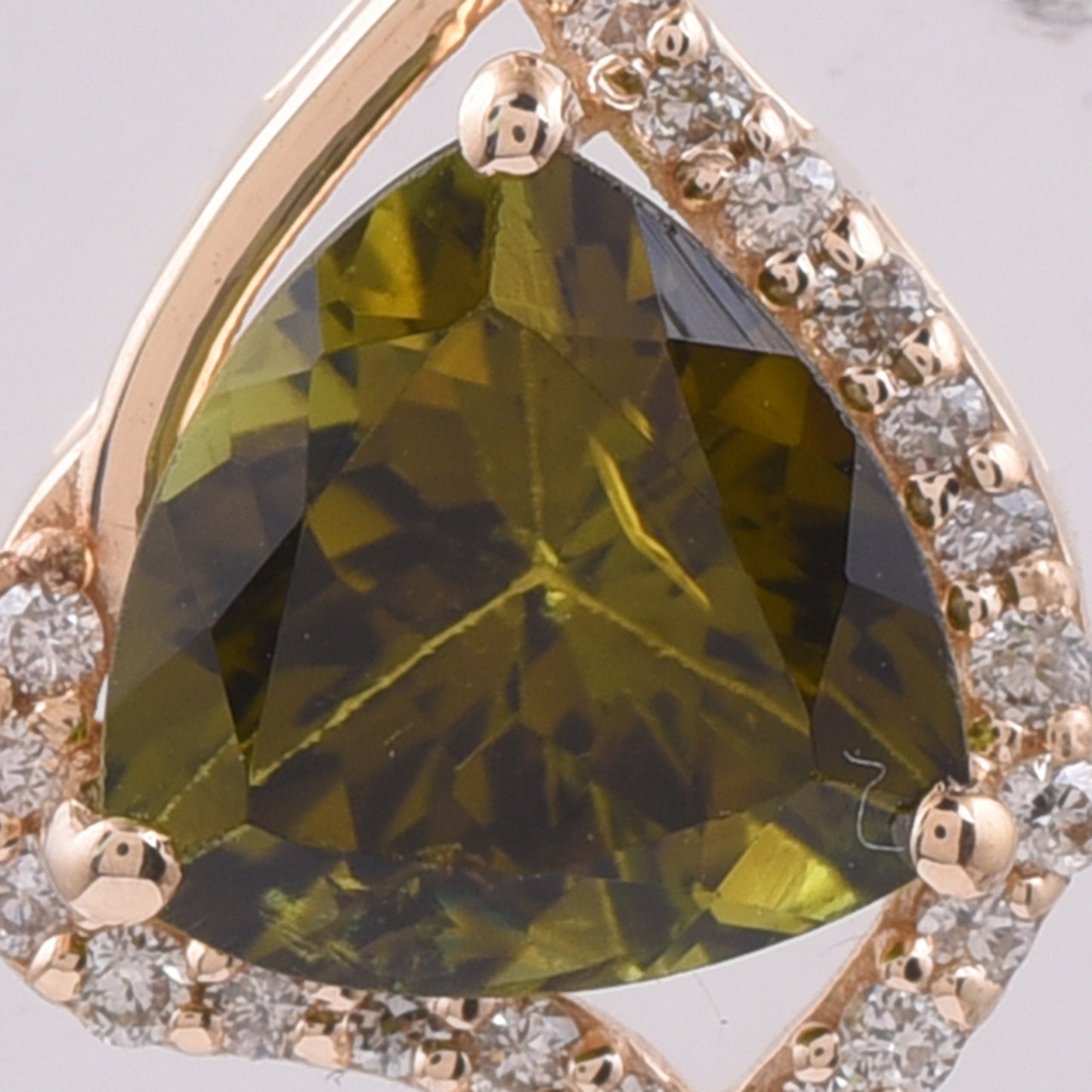 1.55 Ct Triangle Natural Tourmaline 14K Gold Pendant