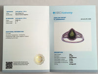 1.71 Ct Pear Mixed Cut Natural Green Sapphire 950 Platinum Ring