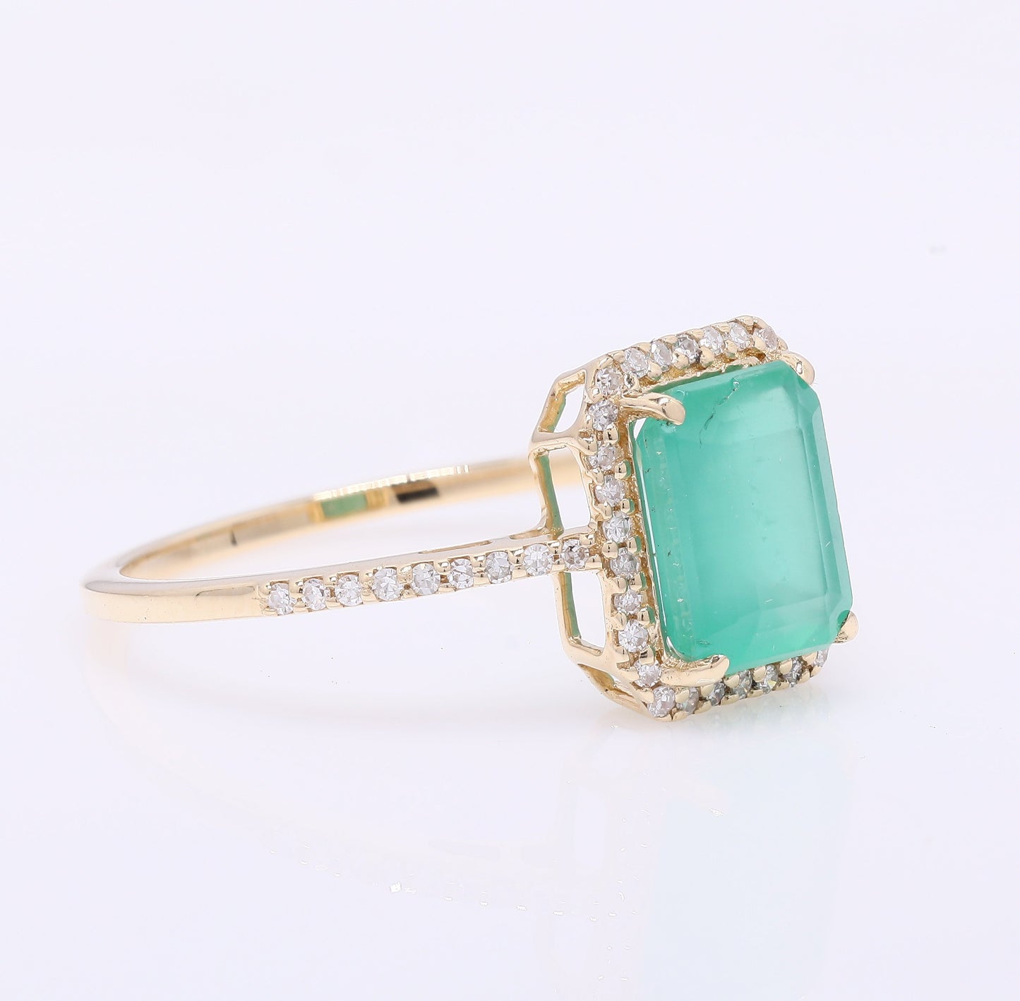 1.87 Ct Octagon Mixed Cut Natural Emerald 14K Gold Ring