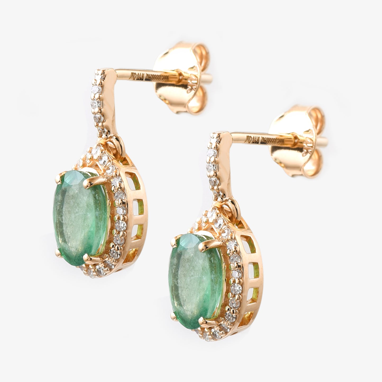 1.76 Ct Oval Emerald 14K Gold Earrings