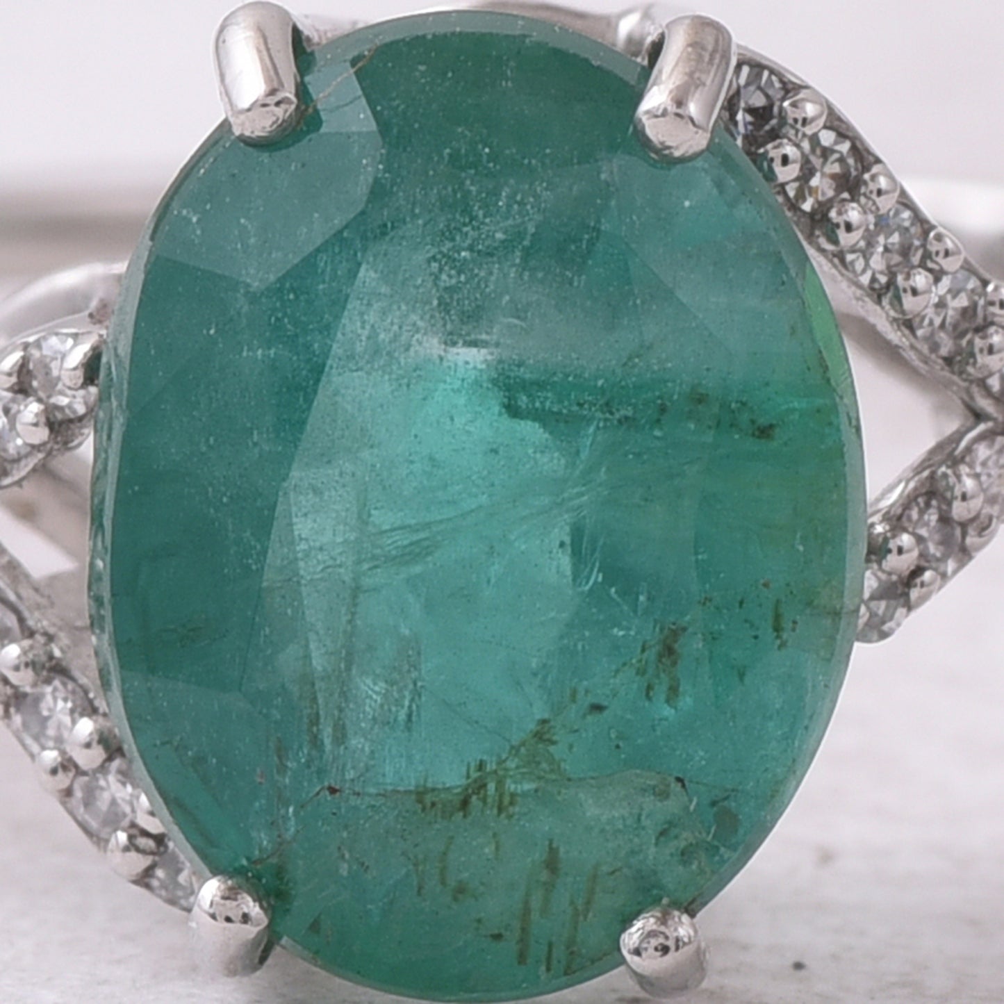 2.72 Ct Oval Mixed Cut Natural Emerald 950 Platinum Ring