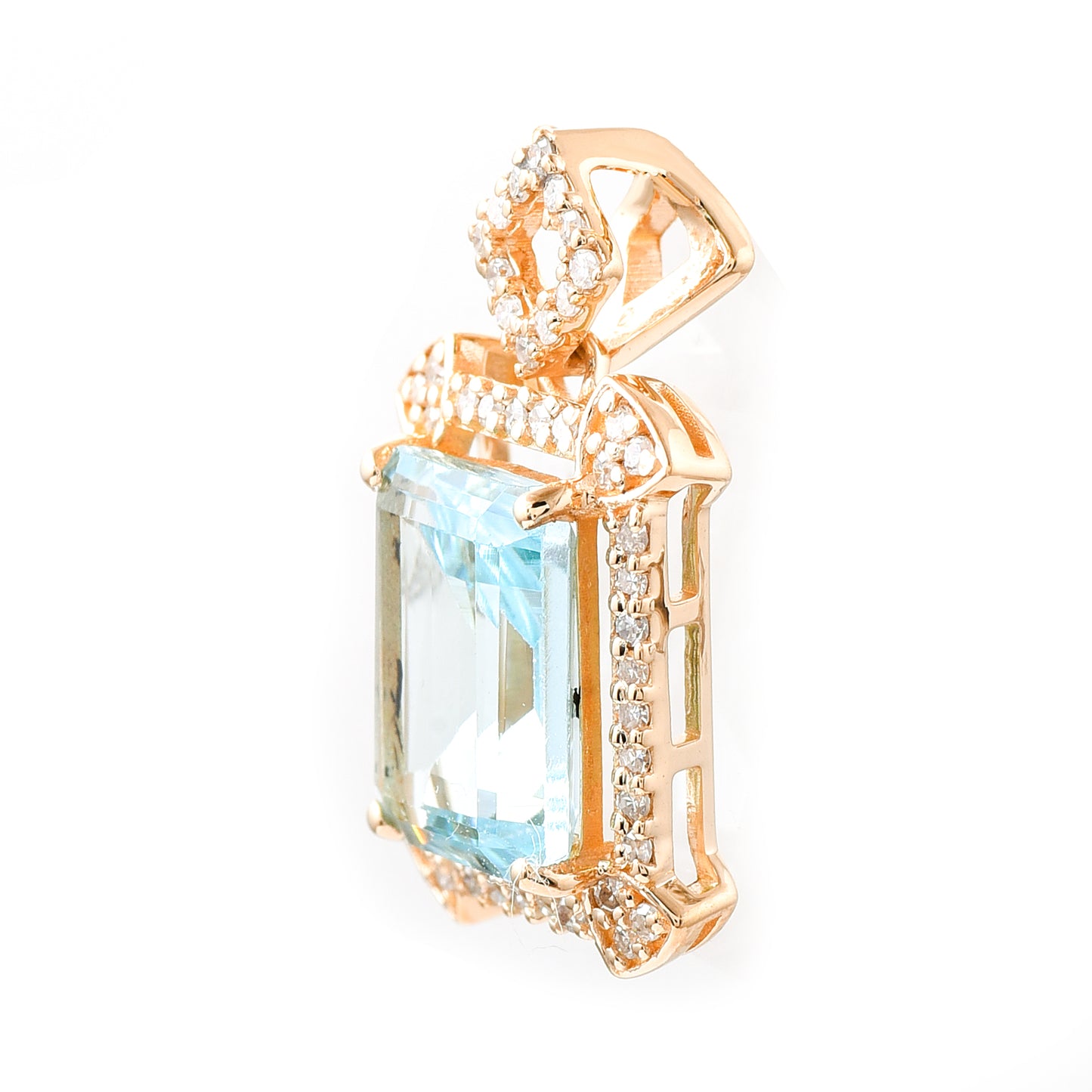 2.03 Ct Octagon Step Cut Natural Aquamarine 14K Gold Pendant