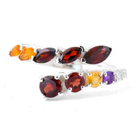 1.67 Ct Round Garnet, Citrine, Amethyst, Cubic Zirconia 925 Sterling Silver Ring