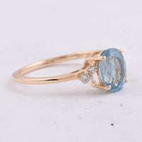 1.33 Ct Oval Natural Aquamarine 14K Gold Ring