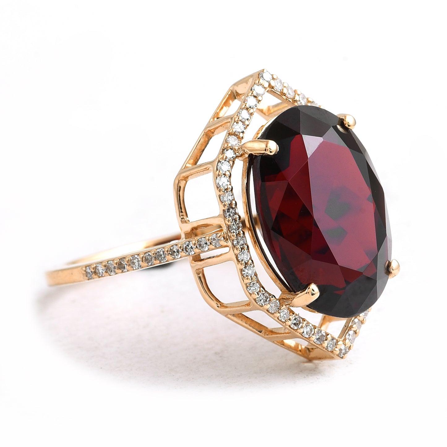 2.30 Ct Oval Mixed Cut Natural Garnet 14K Gold Ring