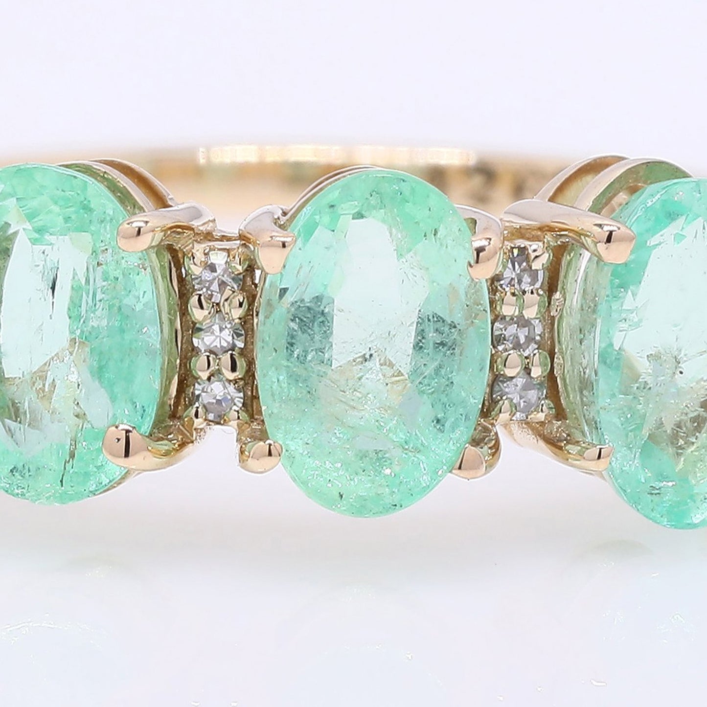 2.58 Ct Oval Mixed Cut Natural Emerald 14K Gold Ring