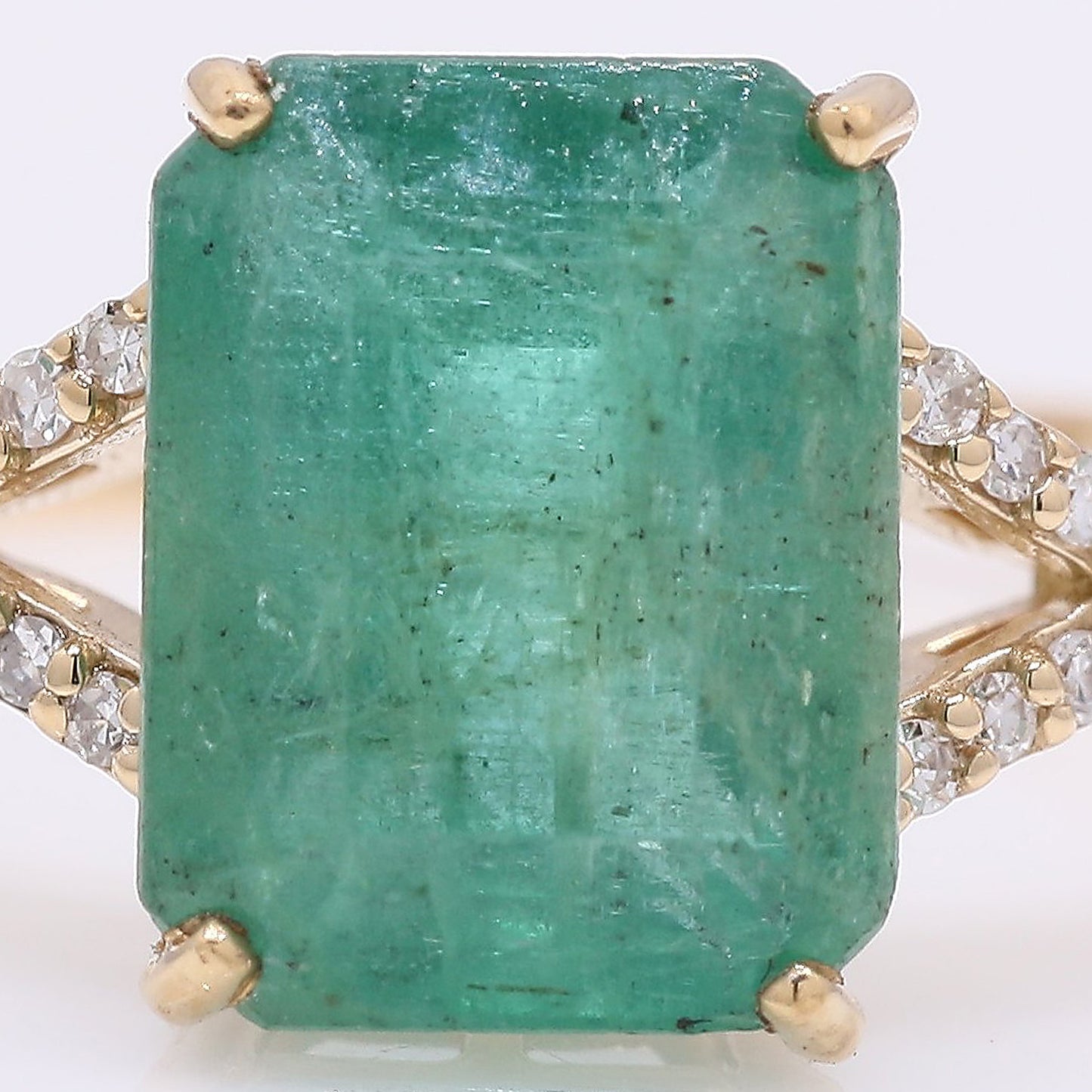 2.59 Ct Octagon Step Cut Natural Emerald 14K Gold Ring