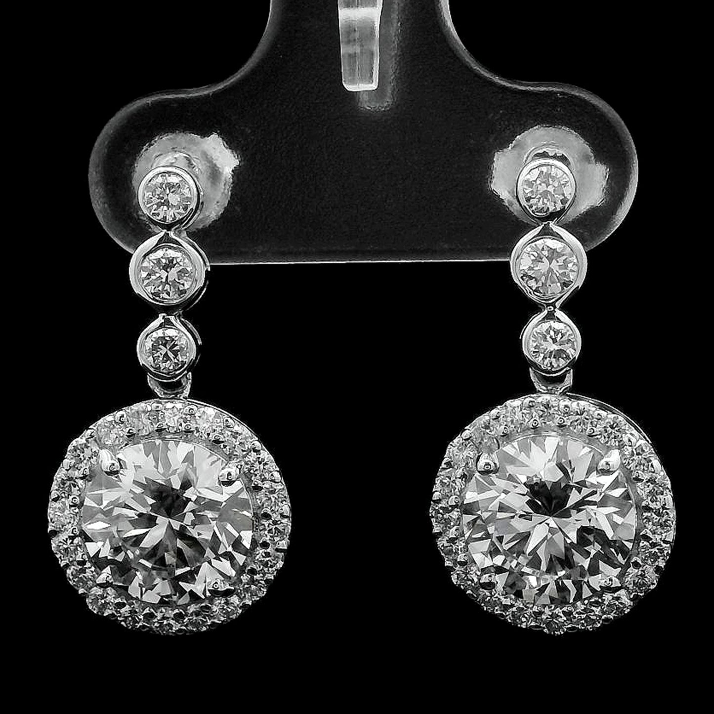 4.02 Ct Round Lab Grown Diamond 14K Gold Earrings