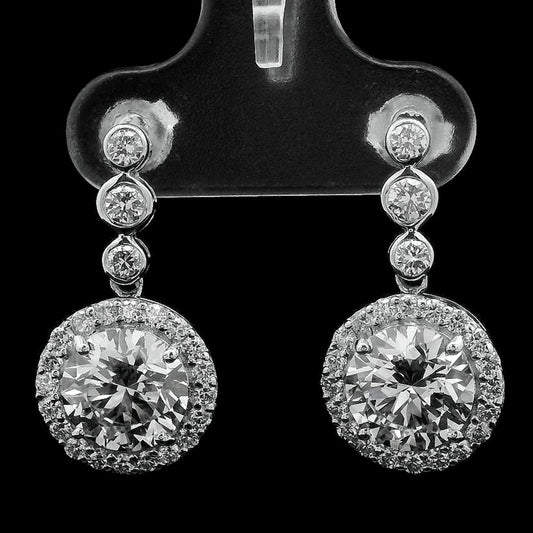 4.02 Ct Round Lab Grown Diamond 14K Gold Earrings
