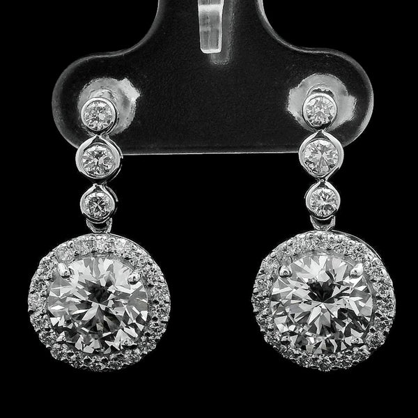 4.02 Ct Round Lab Grown Diamond 14K Gold Earrings