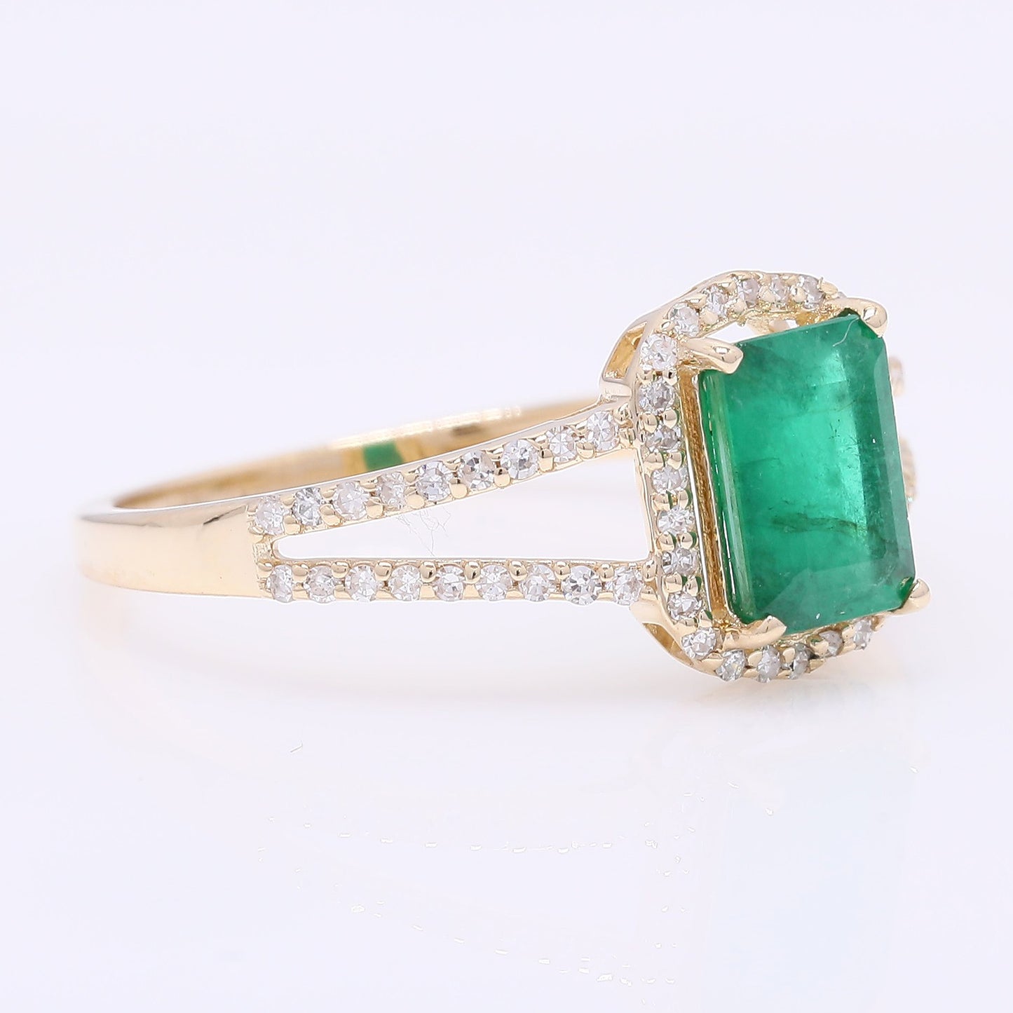 1.15 Ct Octagon Step Cut Natural Emerald 14K Gold Ring