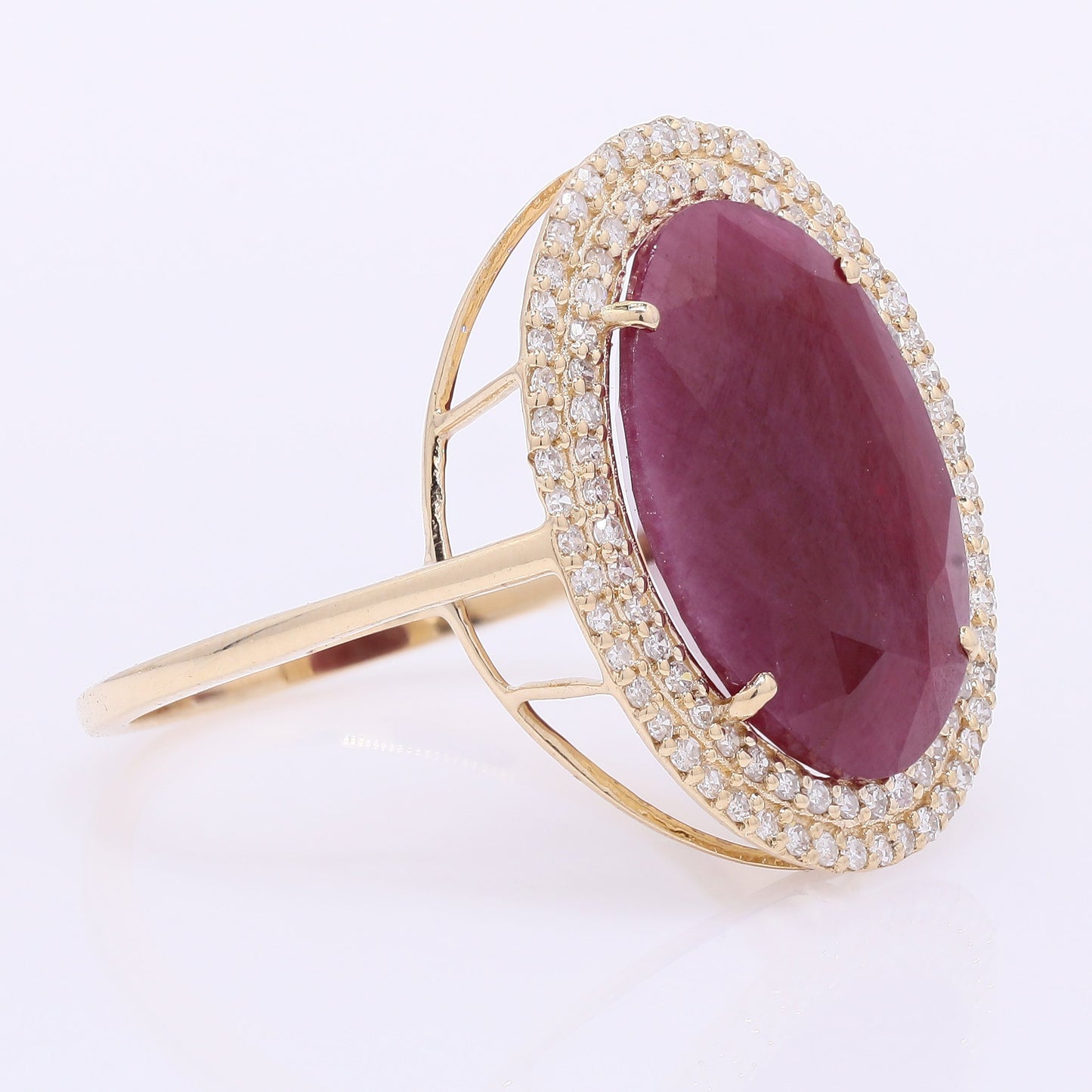 6.67 Ct Oval Mixed Cut Natural Ruby 14K Gold Ring