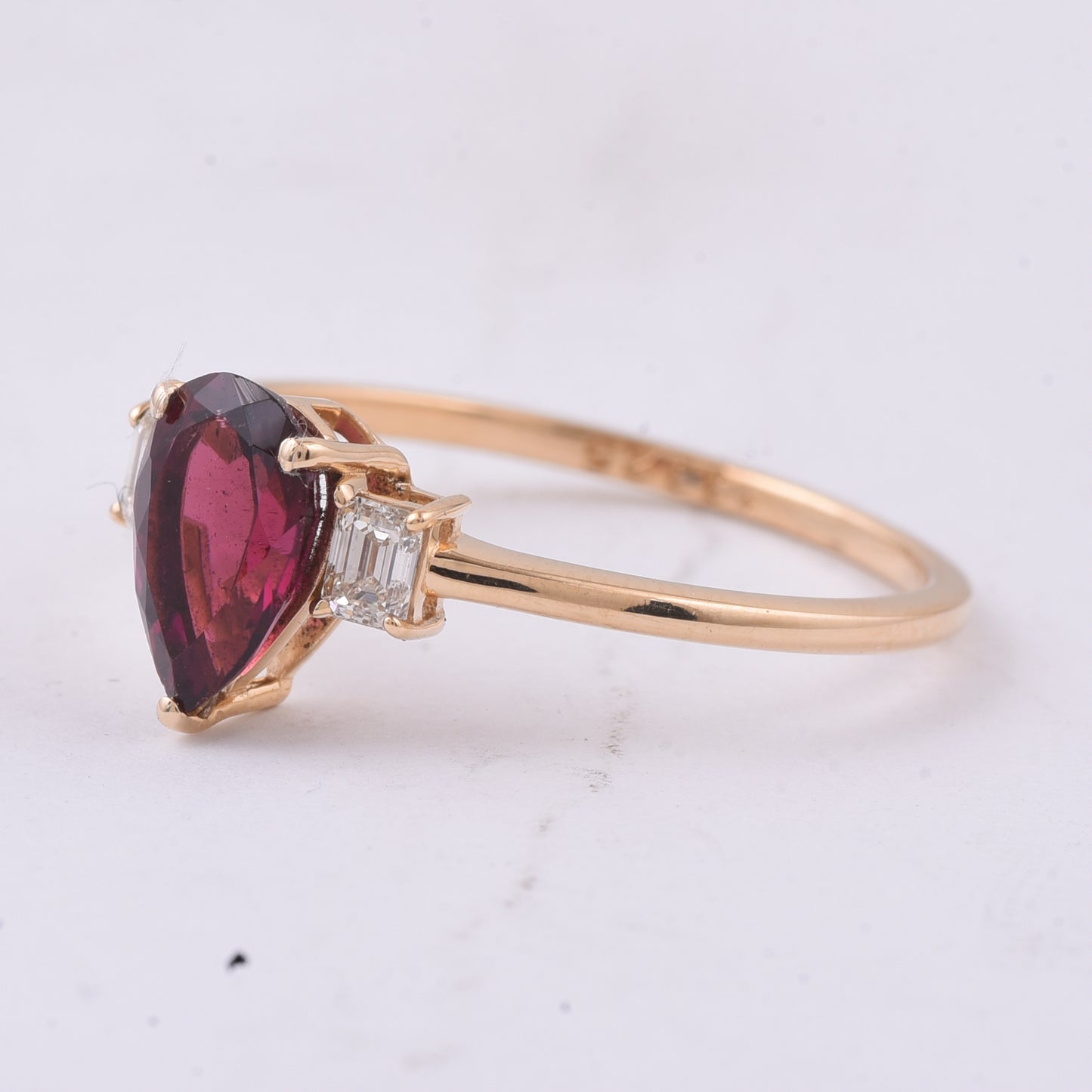 1.09 Ct Pear Natural Pink Tourmaline 14K Gold Ring