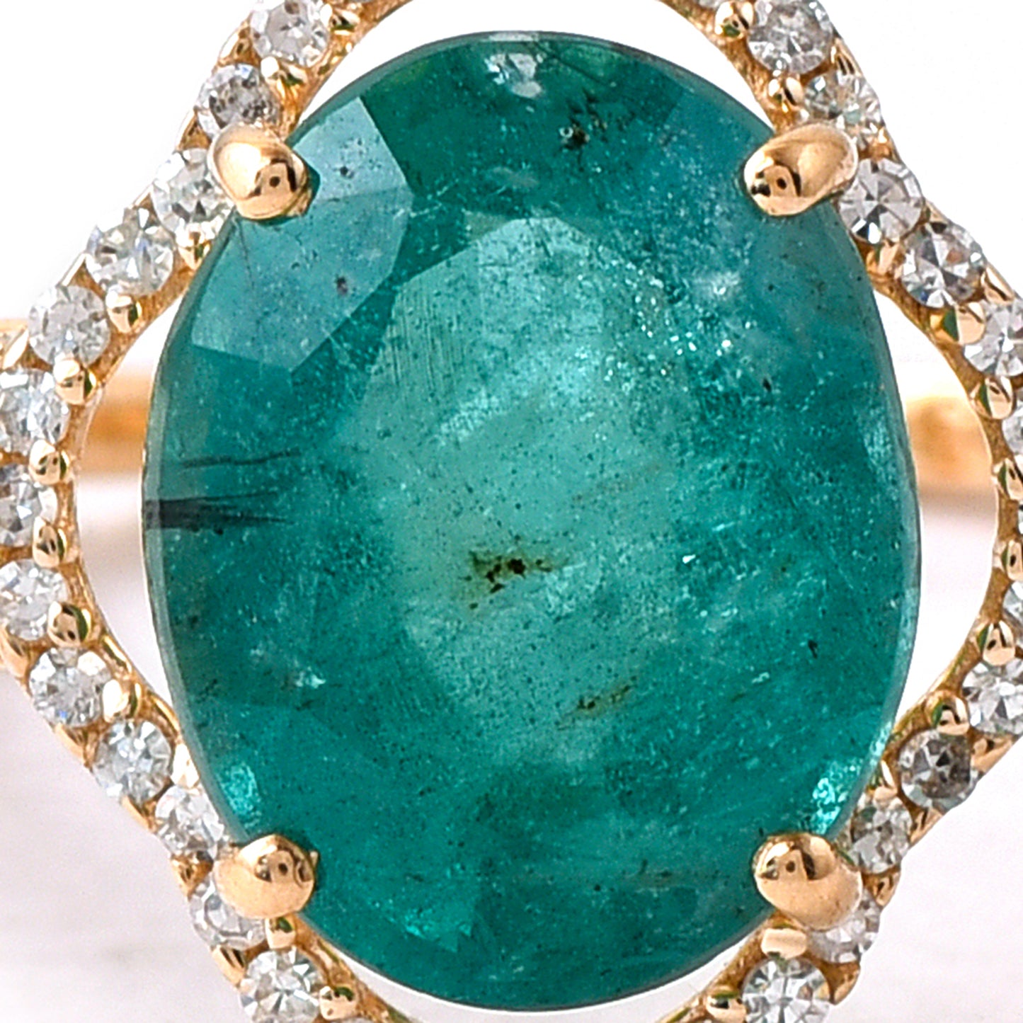 2.89 Ct Oval Mixed Cut Natural Emerald 14K Gold Ring