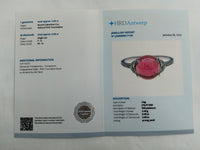 3.69 Ct Round Cabochon Cut Natural Pink Tourmaline 950 Platinum Ring