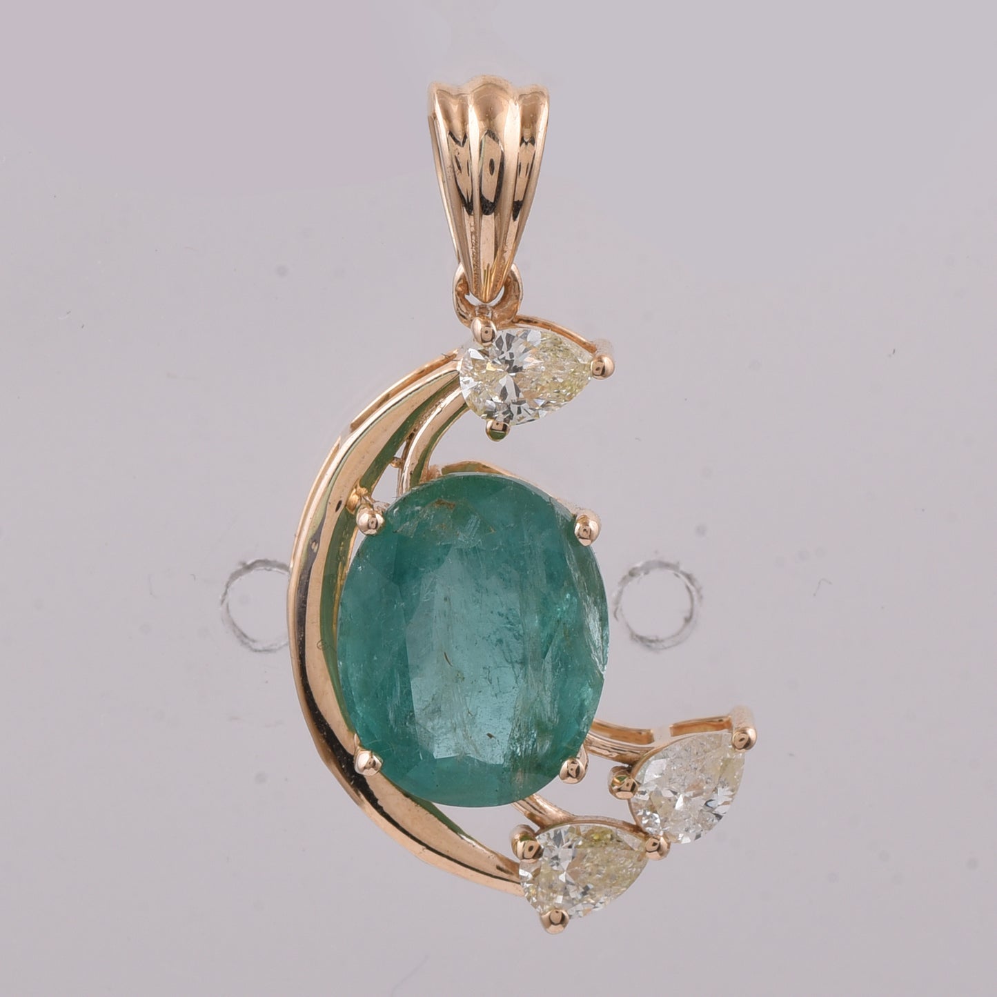 3.20 Ct Oval Natural Emerald 14K Gold Pendant