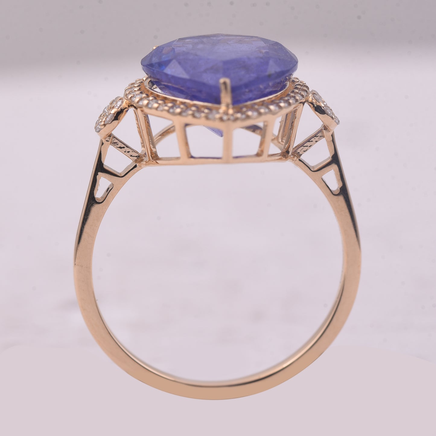 4.44 Ct Pear Mixed Cut Natural Tanzanite 14K Gold Ring