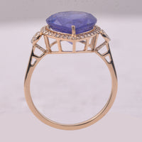 4.44 Ct Pear Mixed Cut Natural Tanzanite 14K Gold Ring