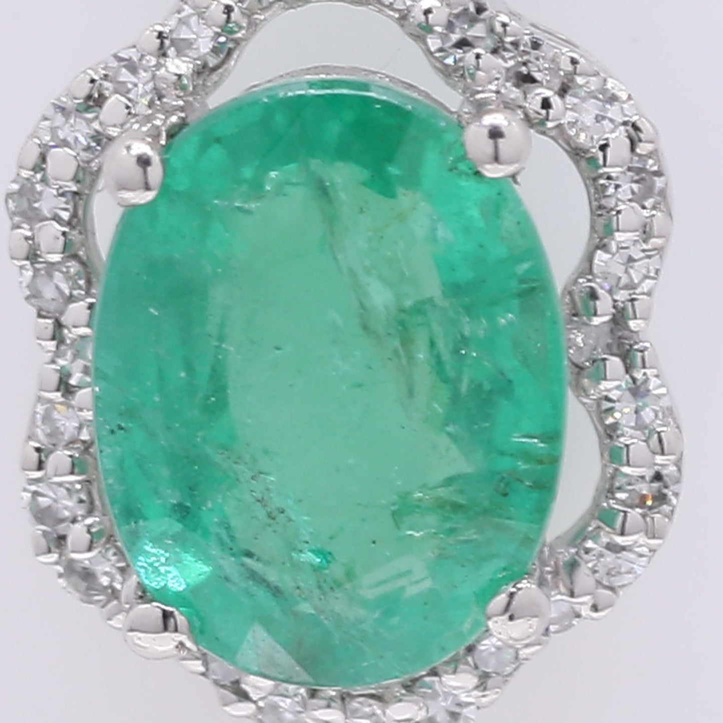 1.50 Ct Oval Mixed Cut Natural Emerald 950 Platinum Pendant