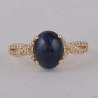 4.14 Ct Oval Sapphire 9K Gold Ring