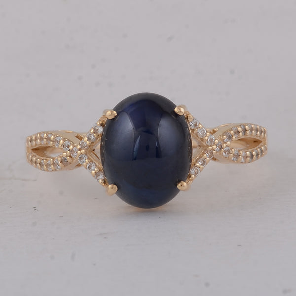 4.14 Ct Oval Sapphire 9K Gold Ring