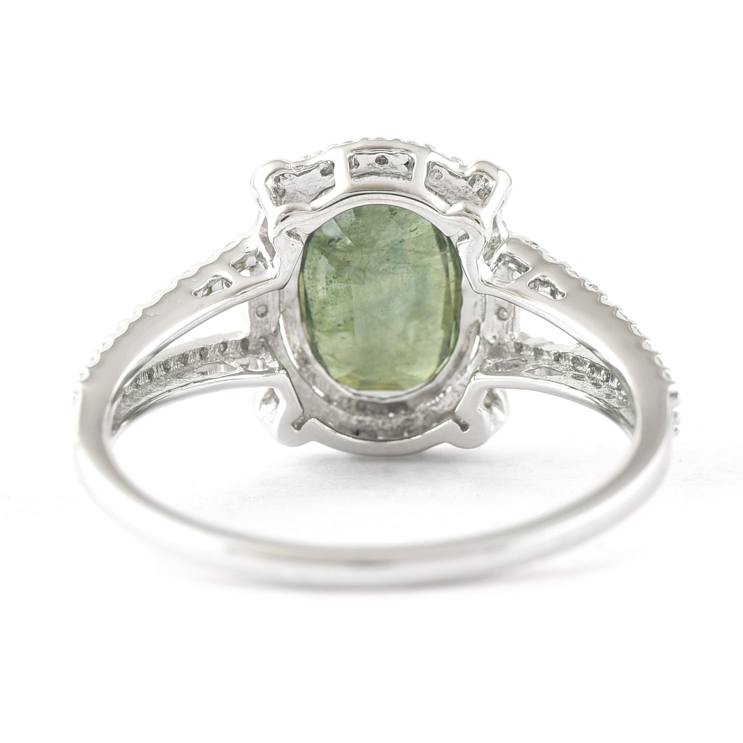 2.53 Ct Oval Mixed Cut Natural Green Sapphire 950 Platinum Ring