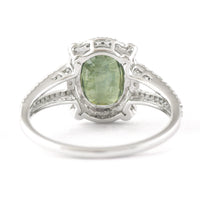 2.53 Ct Oval Mixed Cut Natural Green Sapphire 950 Platinum Ring