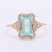1.27 Ct Rectangle Step Cut Natural Emerald 14K Gold Ring