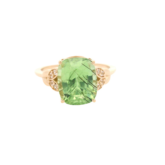 5.17 Ct Cushion Peridot 14K Gold Ring