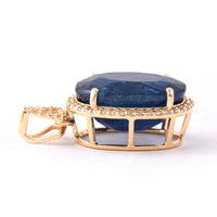 9.49 Ct Oval Mixed Cut Natural Sapphire 14K Gold Pendant