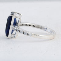 3.57 Ct Octagon Created Glass Sapphire 925 Sterling Silver Ring