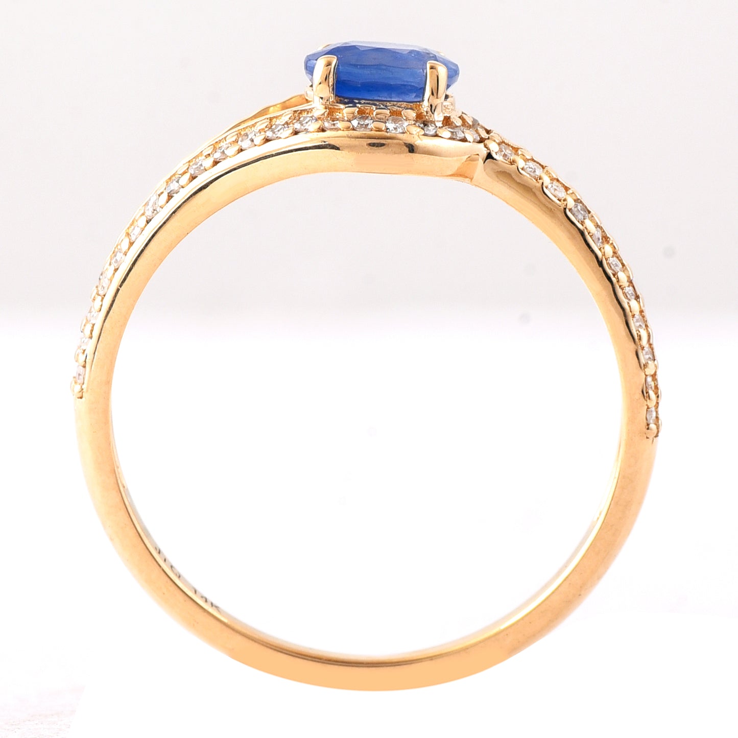 0.71 Ct Oval Mixed Cut Natural Sapphire 14K Gold Ring