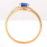 0.71 Ct Oval Mixed Cut Natural Sapphire 14K Gold Ring