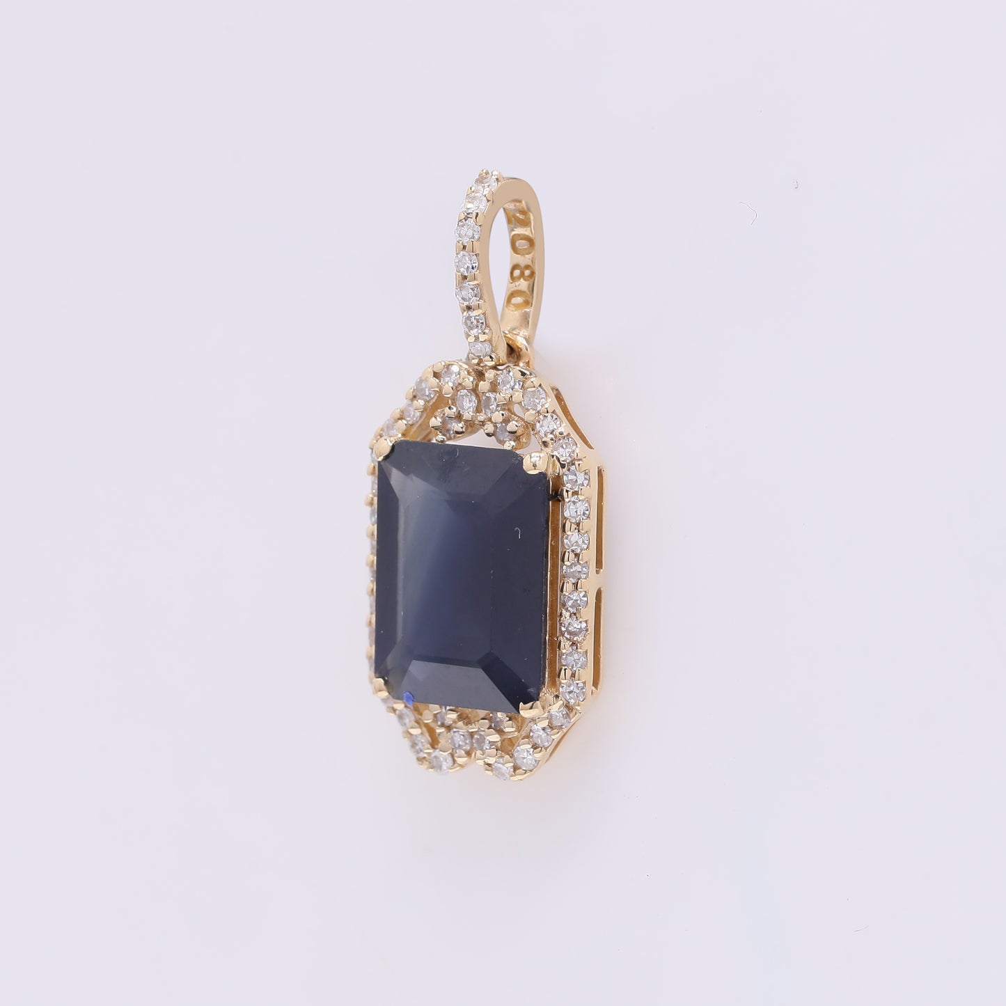 2.27 Ct Octagon Step Cut Natural Sapphire 14K Gold Pendant