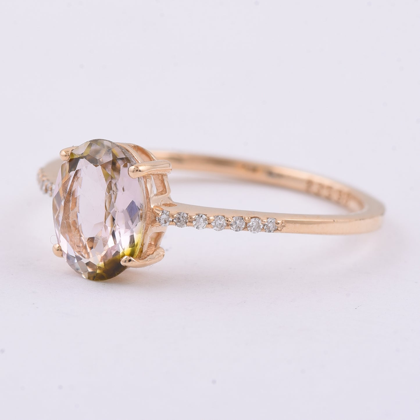 1.13 Ct Oval Natural Bi-Coloured Tourmaline 14K Gold Ring