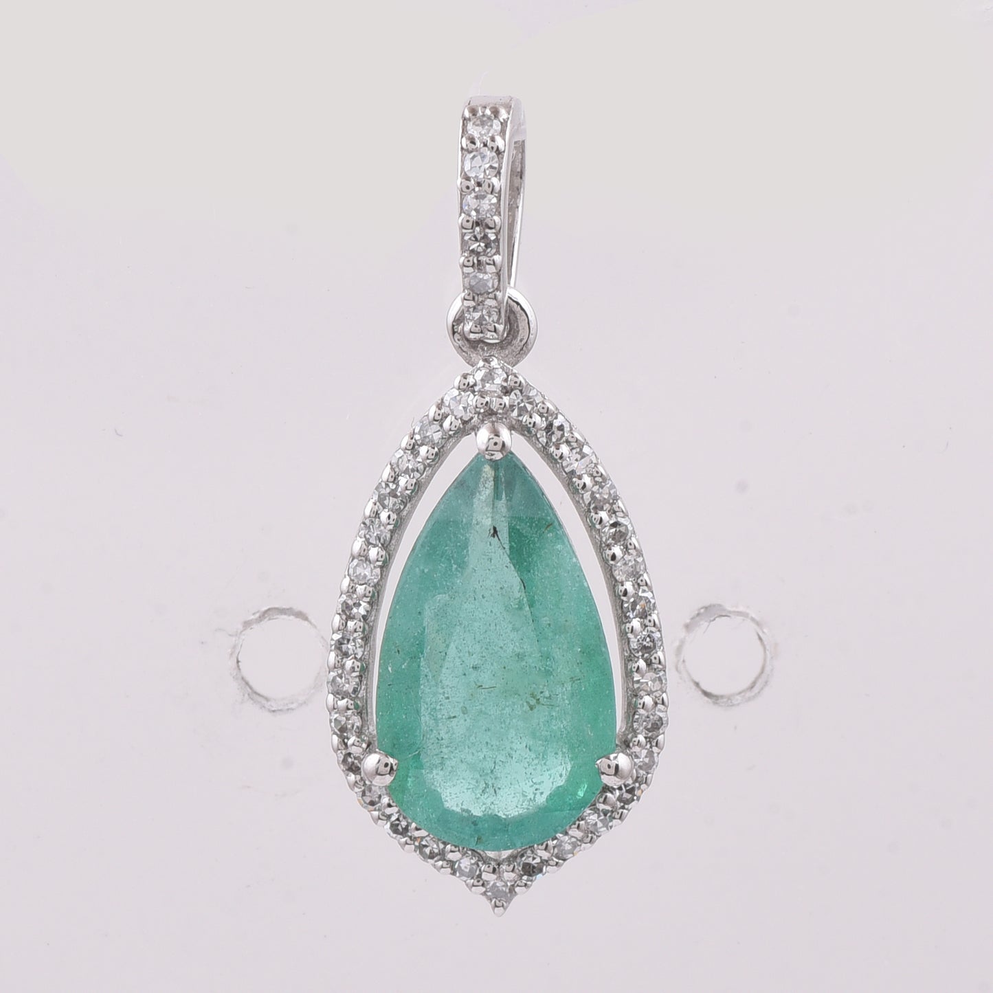 1.38 Ct Pear Natural Emerald 950 Platinum Pendant