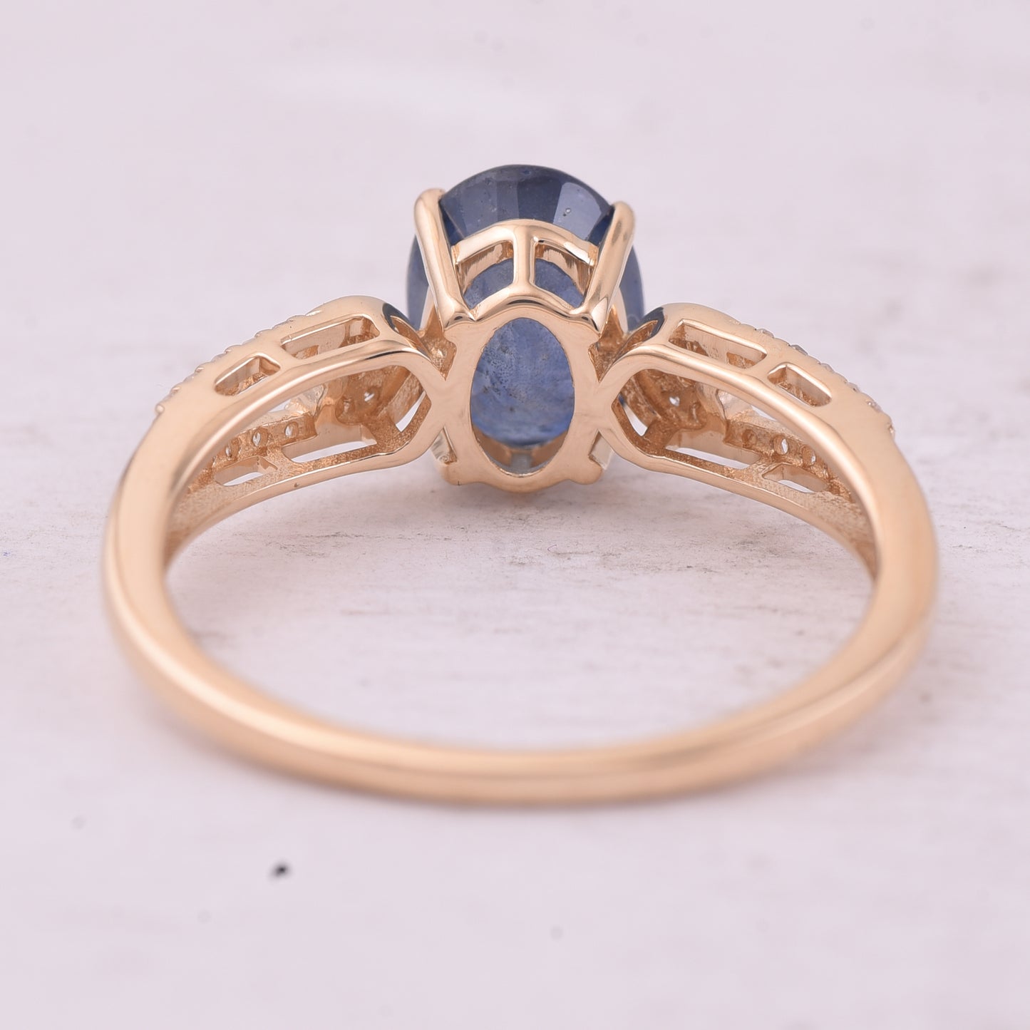 2.16 Ct Oval Mixed Cut Natural Sapphire 14K Gold Ring