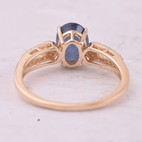2.16 Ct Oval Mixed Cut Natural Sapphire 14K Gold Ring