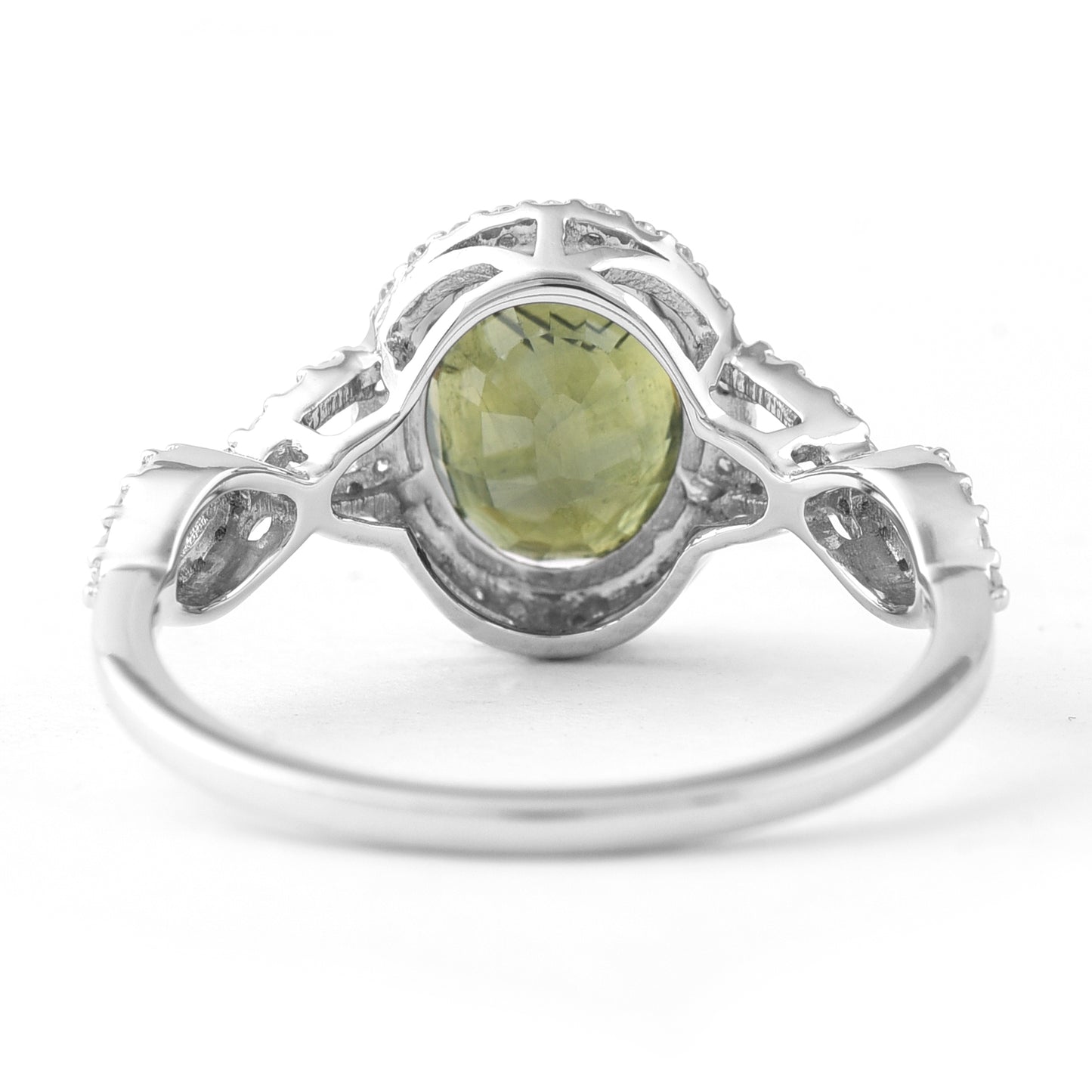 2.82 Ct Oval Mixed Cut Natural Green Sapphire 950 Platinum Ring