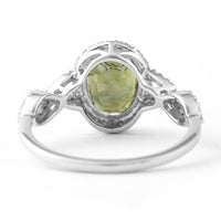 2.82 Ct Oval Mixed Cut Natural Green Sapphire 950 Platinum Ring