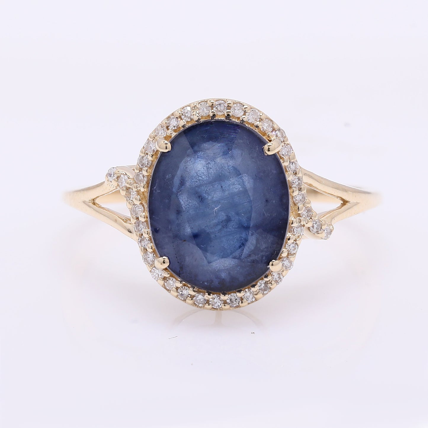 4.57 Ct Oval Mixed Cut Natural Sapphire 14K Gold Ring