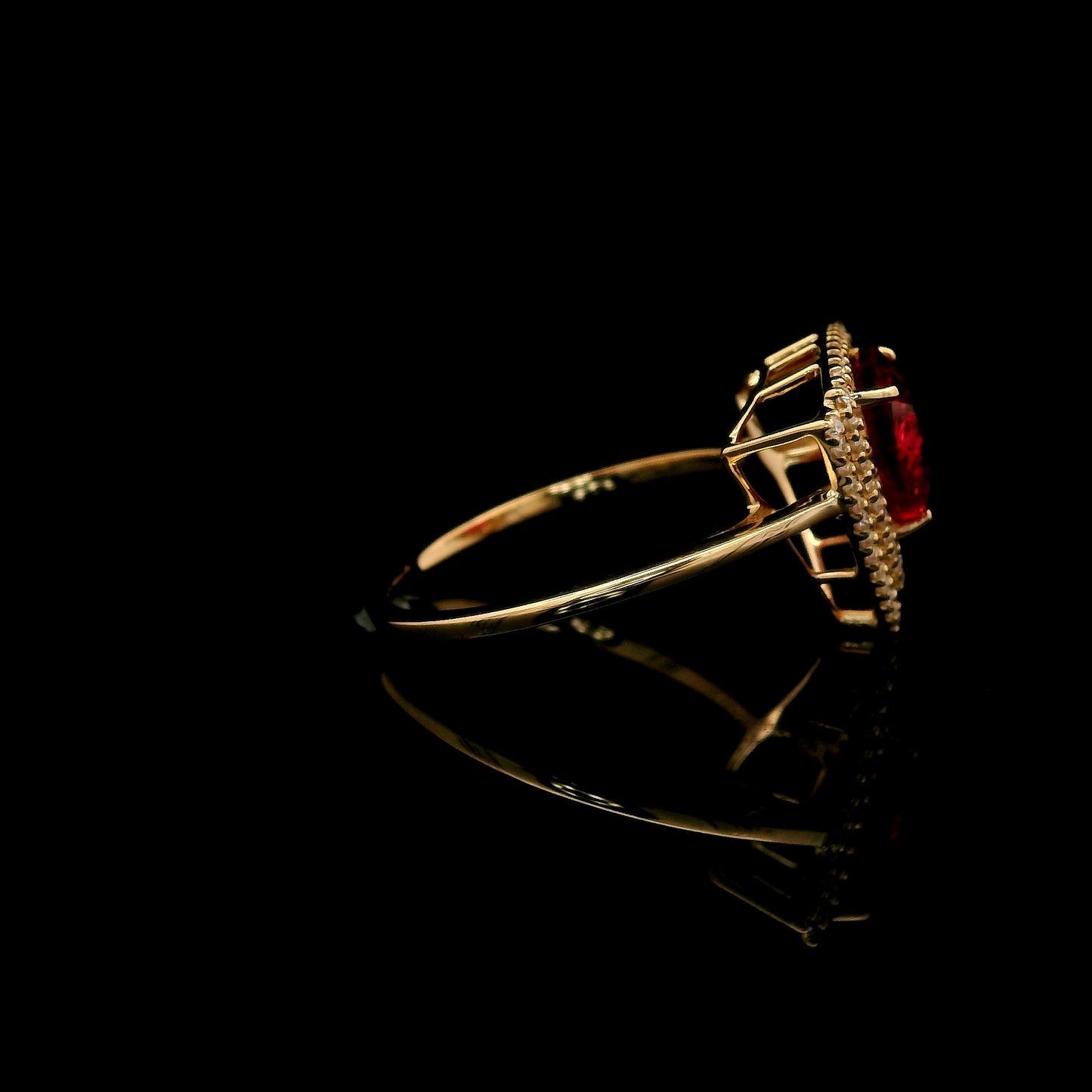 2.09 Ct Triangular Mixed Cut Lab Grown Ruby 14K Gold Ring