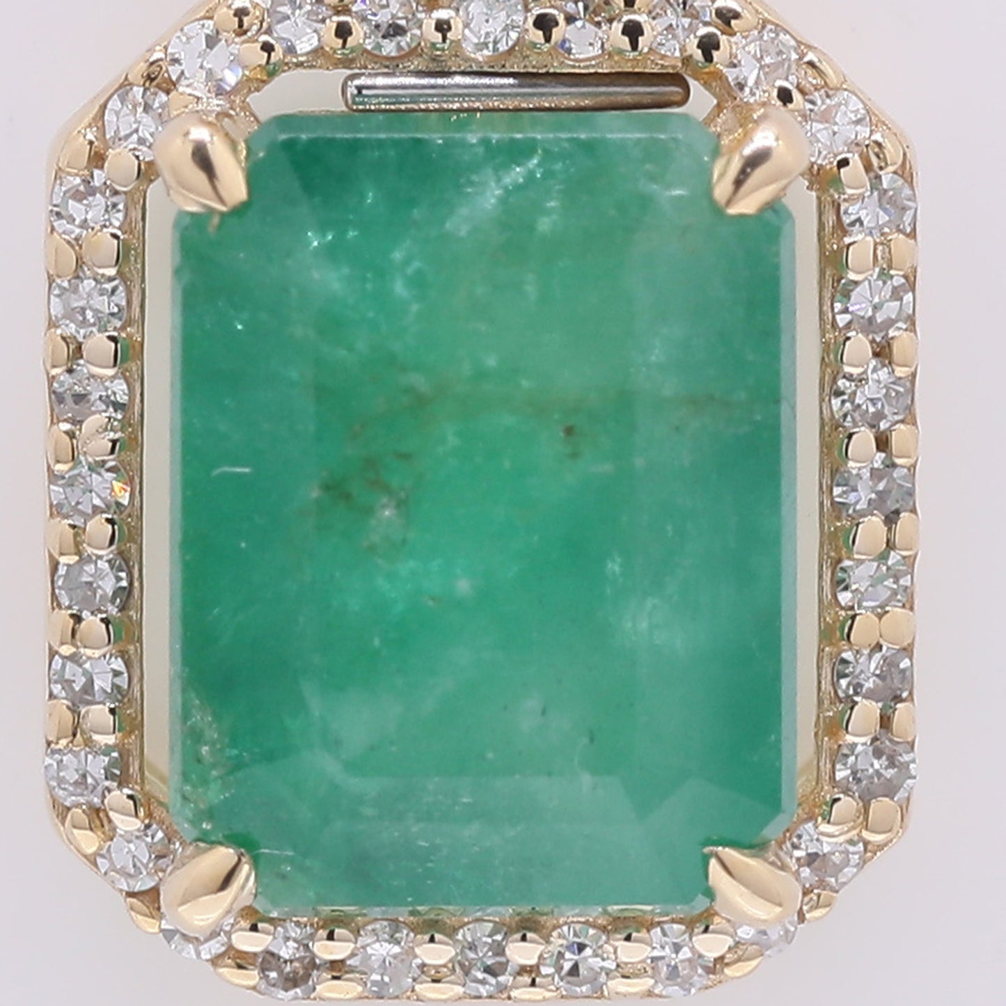 2.82 Ct Octagon Step Cut Natural Emerald 14K Gold Pendant