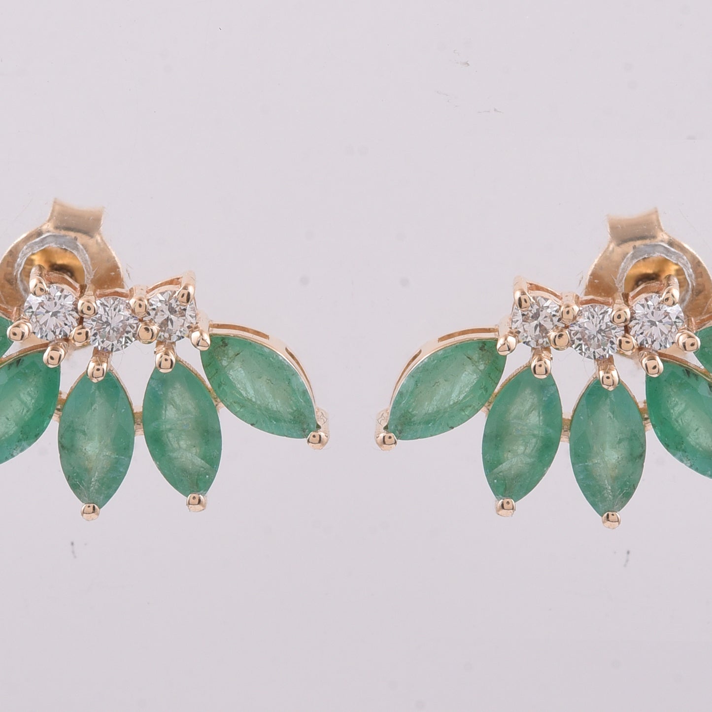 1.63 Ct Marquise Natural Emerald 14K Gold Earrings