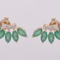 1.63 Ct Marquise Natural Emerald 14K Gold Earrings