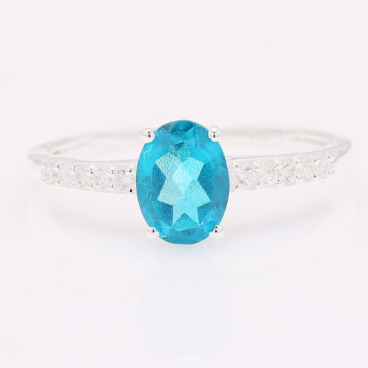 1.90 Ct Oval Tz Color Topaz 925 Silver Ring