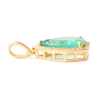 1.92 Ct Pear Mixed Cut Natural Emerald 14K Gold Pendant