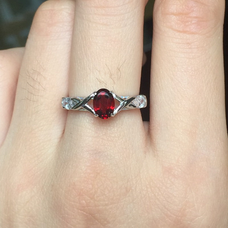 Garnet 925 Sterling Silver Ring