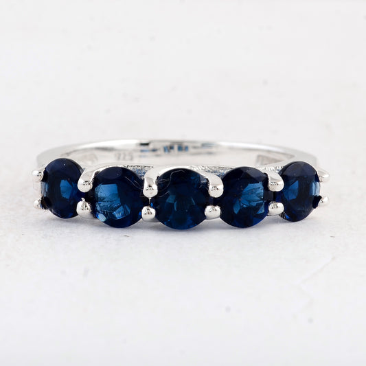 1.85 Ct Round Created Glass Sapphire 925 Sterling Silver Ring