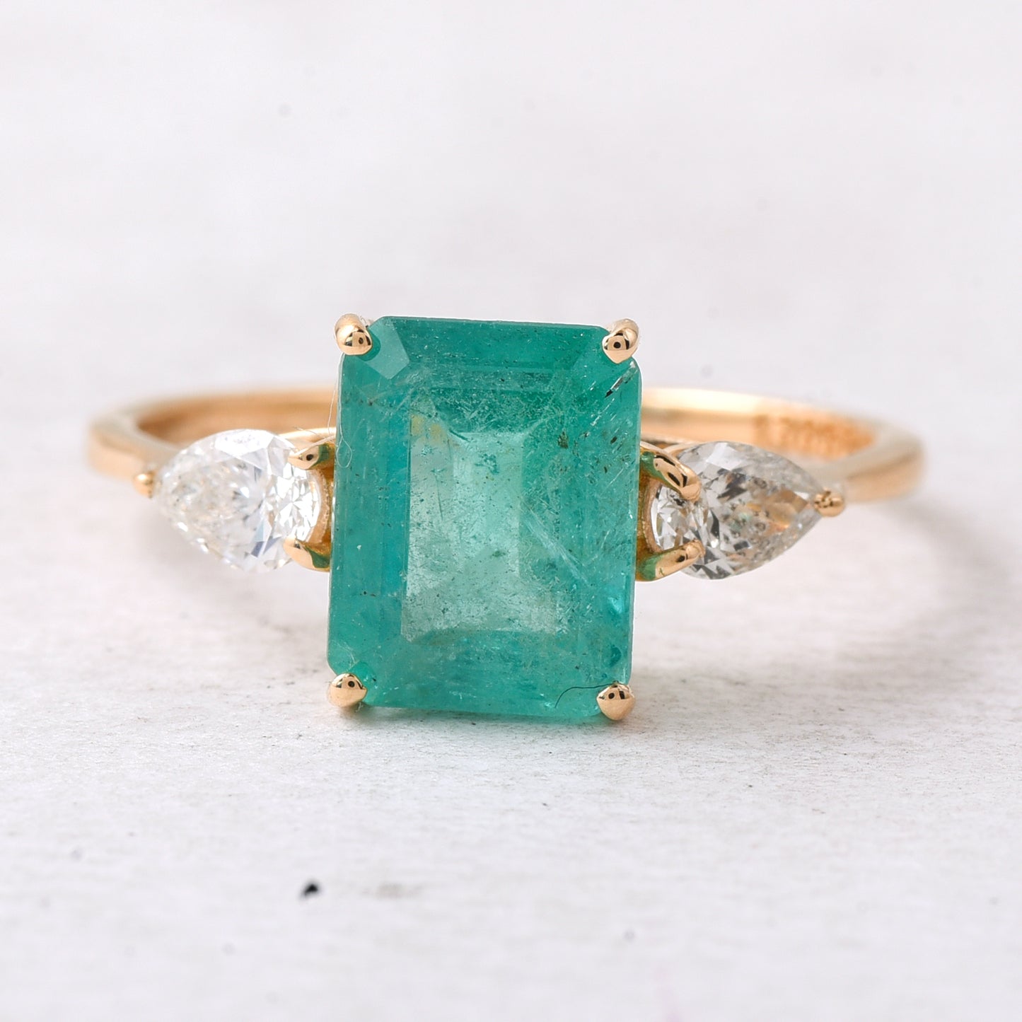 2.36 Ct Octagon Step Cut Natural Emerald 14K Gold Ring